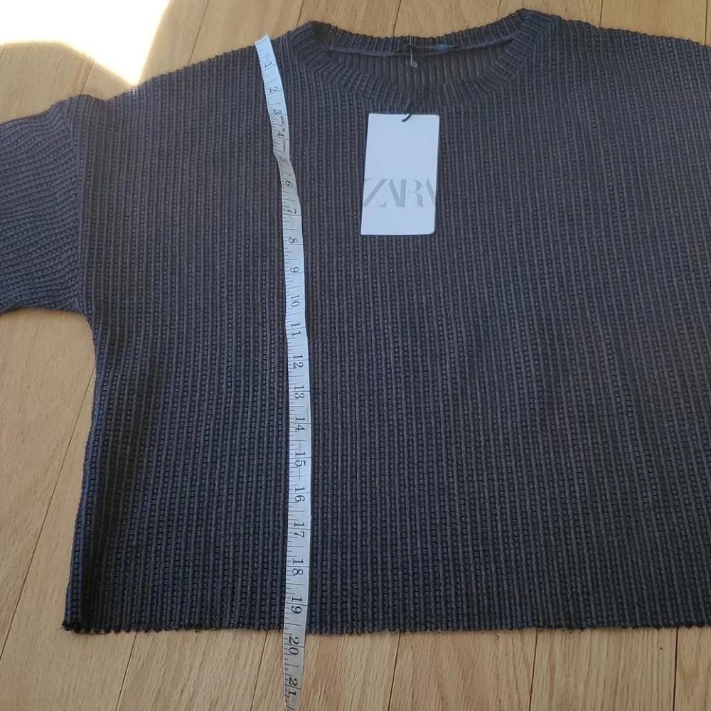 Zara sheer textured long sleeve top